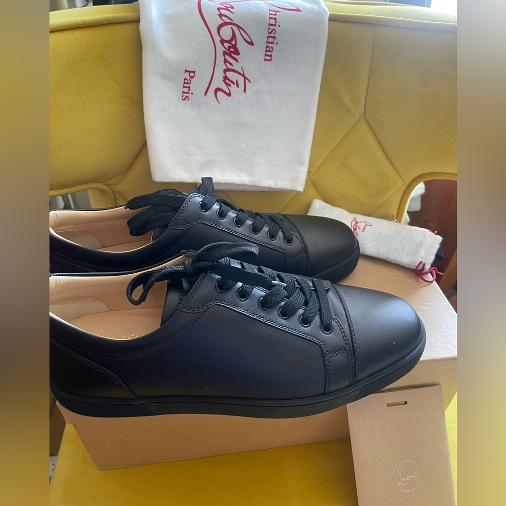Christian Louboutin Black Leather Sneakers Minimalist Design